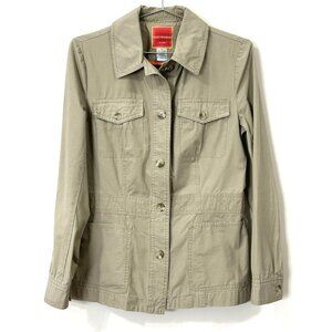 ISAAC MIZRAHI for TARGET Jacket Womens S Khaki Tan Cotton Fitted Utility Style